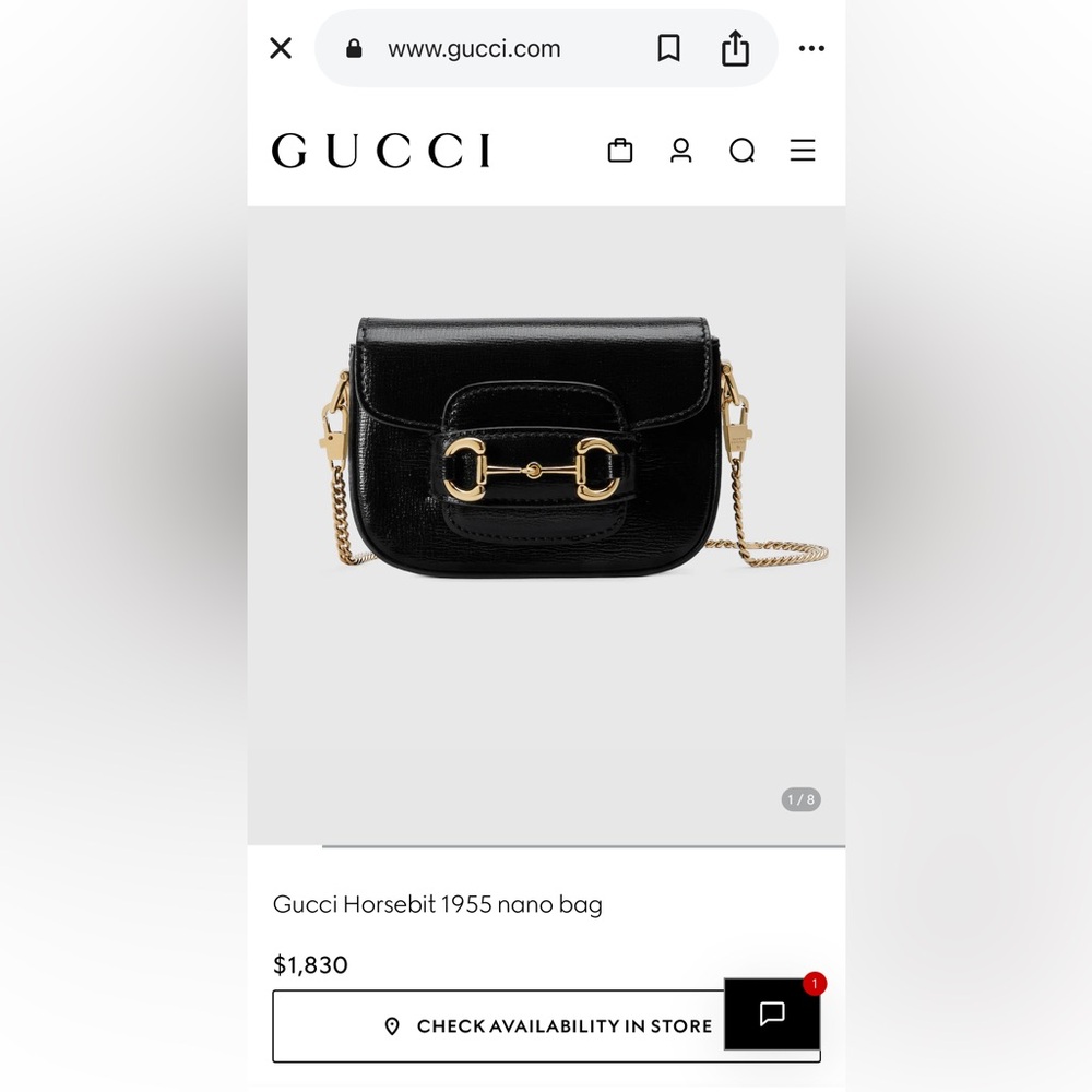 Gucci Horsebit 1955 Nano Crossbody Bag in Black with Gold Hardware